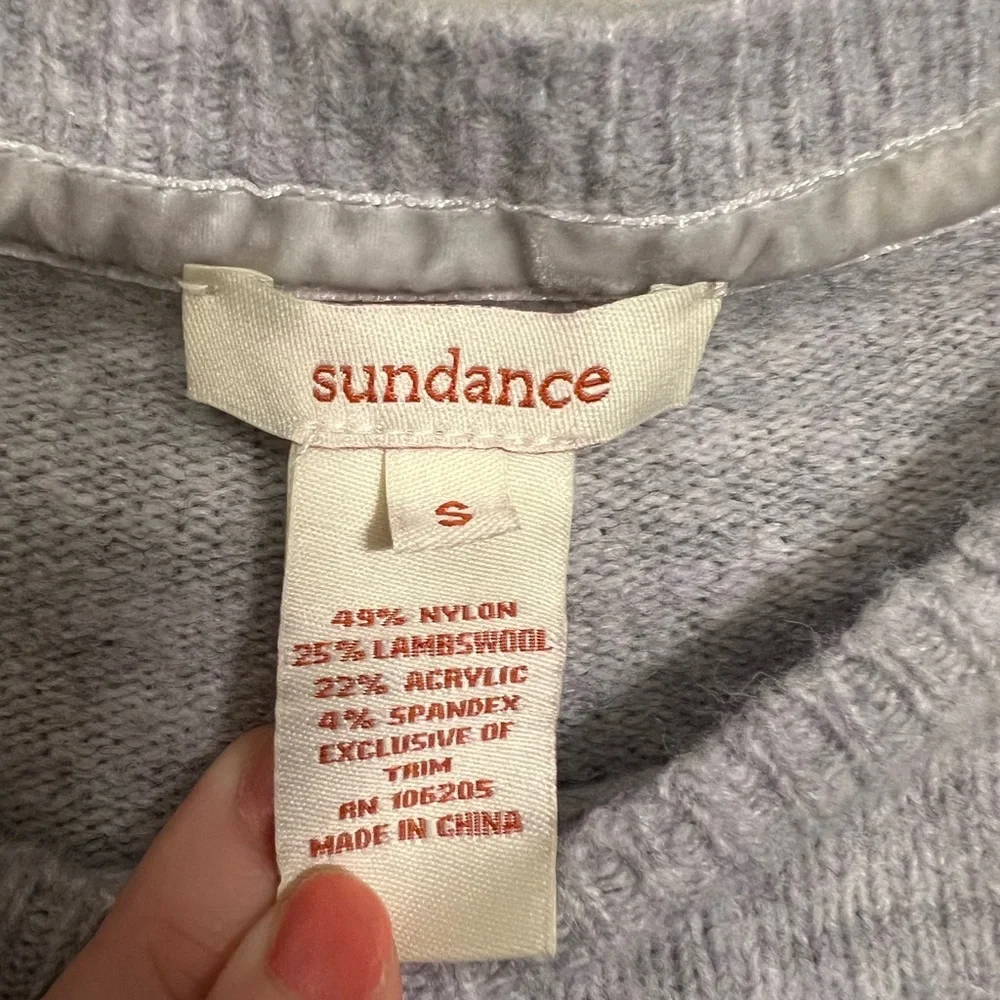 Sundance Lambswool Sweater Womens Small Light Gray Cross Creek Lace Up Hi Low - Picture 3 of 7